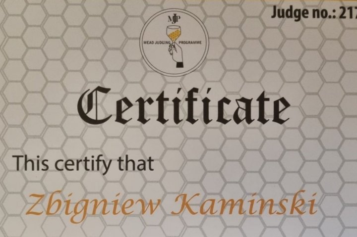 Zbigniew Kamiński Certyfikowanym Sędzią Miodów Pitnych